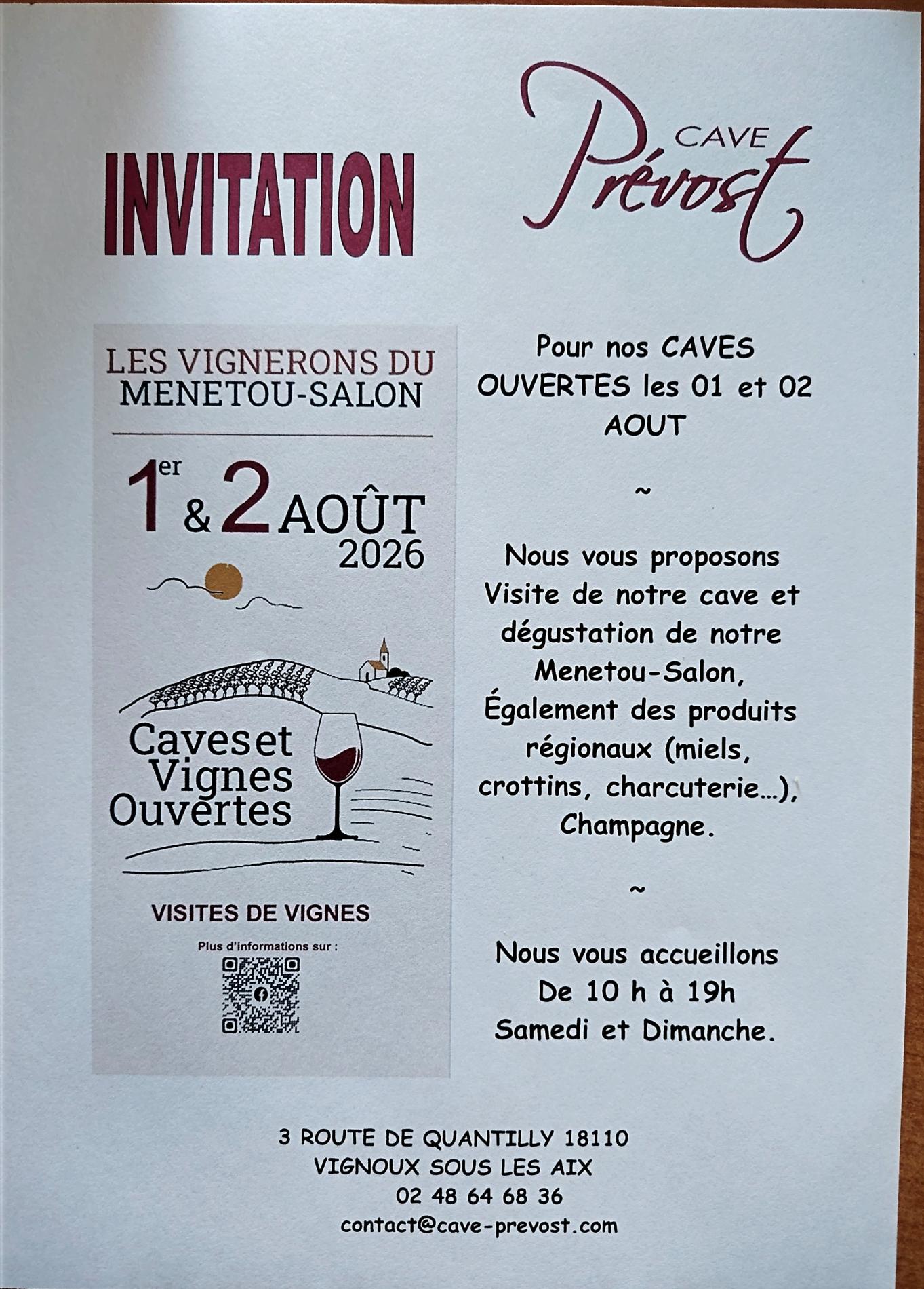 CAVES OUVERTES 2026 LE 01 et 02 Aout
